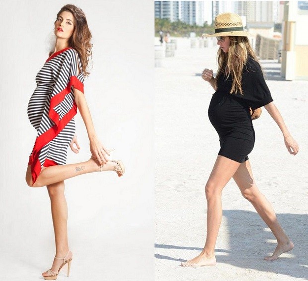 мода для беременных весна-лето 2023: платье полоска черное